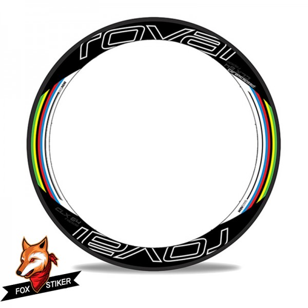 Road Bicycle Wheels Rim Decal Stickers for ROVAL Rainbow Stripe Design